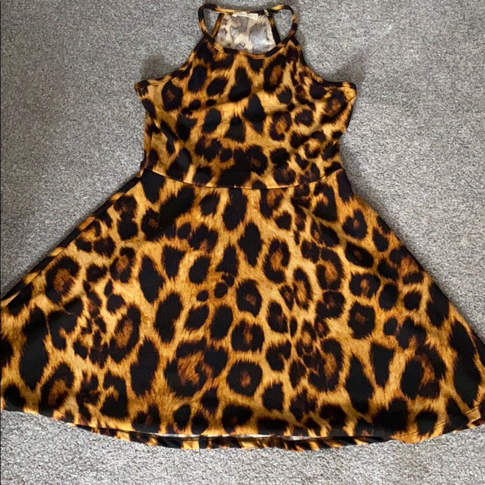 Leopard print skater style dress size M